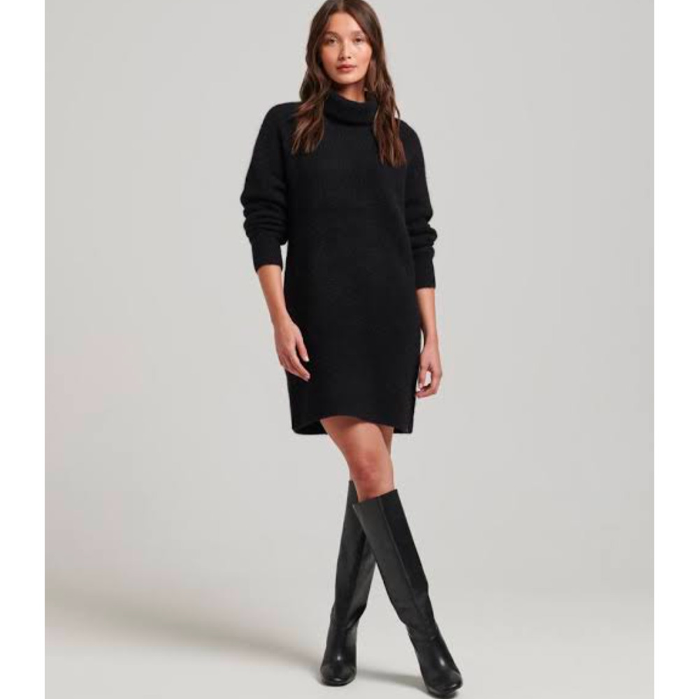 H&M Basic Sweater Dress Women's Turtleneck Black Long Sleeves Size Small